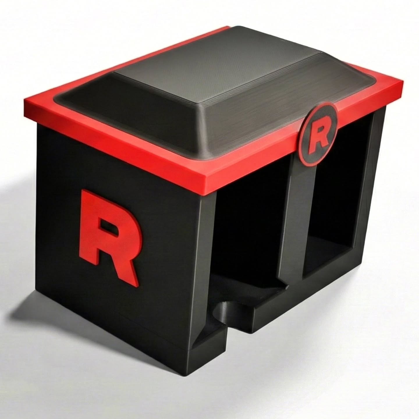 Black and red Team Rocket card care station
