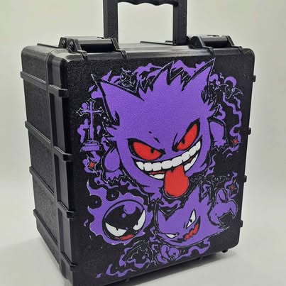 Black custom card case with purple Gengar evolution artwork