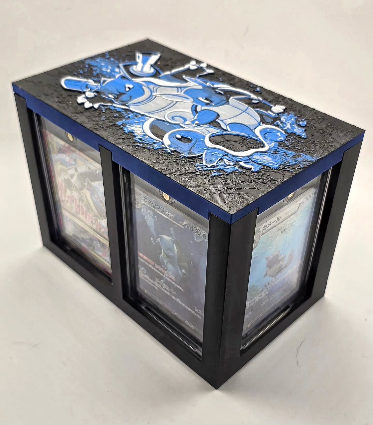 Custom one-touch card storage and display box