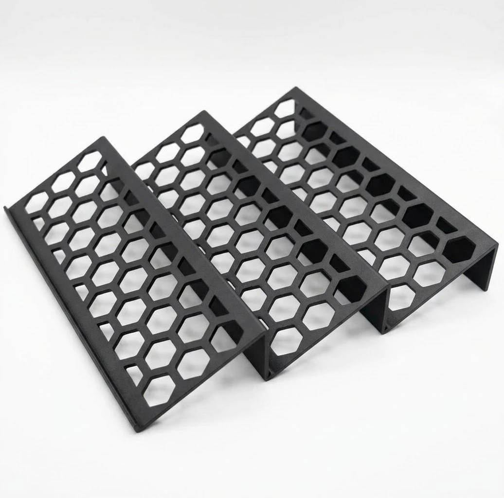 Three black honeycomb premium card risers