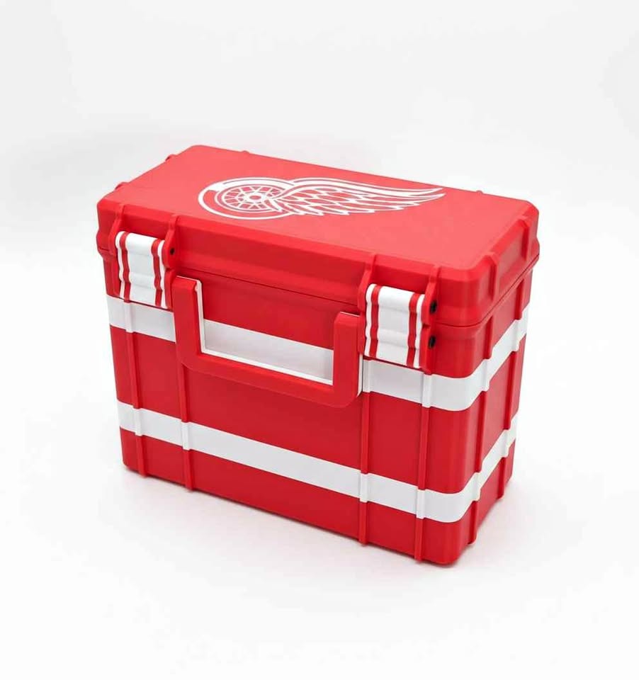 Red and white Detroit Red Wings tall custom card case