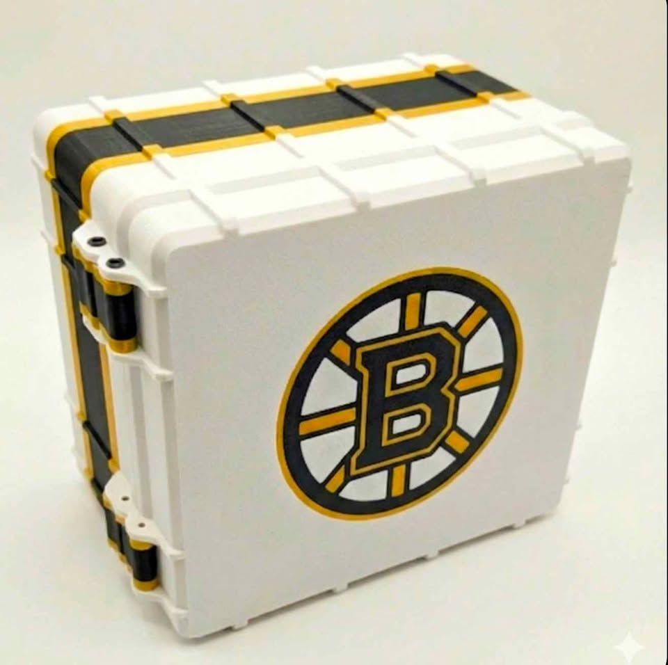 White and gold Boston Bruins custom card case