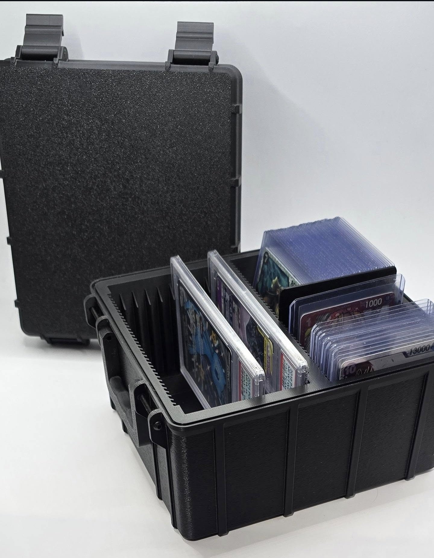 Open blank black custom card case ready for custom artwork